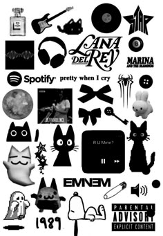 various black and white stickers are arranged in the shape of an animal, cat, dog