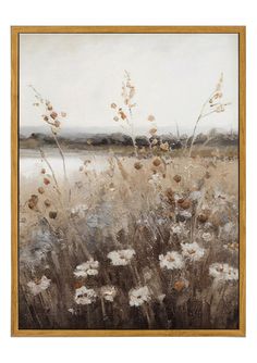 an oil painting of flowers in a field