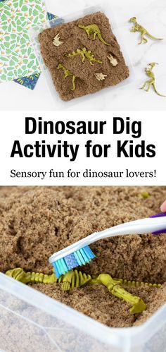 the dinosaur dig activity for kids is an easy and fun way to learn how to use dinosaurs