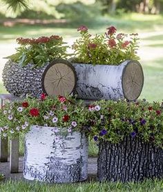 several different types of planters sitting on top of each other