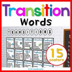 a poster with the words transition words written on it