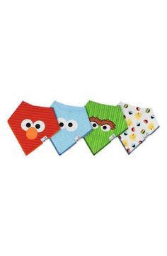 Protect baby's clothes from drooling and spills with these special Sesame Street bandana bibs made of a soft cotton knit with an absorbent fleece backing. Includes four assorted bibs Back snap closure Ages 3–36 months 100% cotton with 100% polyester backing Machine wash, tumble dry Imported Baby Elmo, Drool Bibs, Bandana Bibs, Baby Bandana Bibs, Baby Pearls, Bandana Baby, Copper Pearl, Drool Bib, Unique Baby Gifts