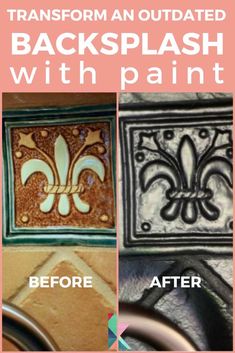 the before and after photos of an old tile backsplash with paint on it