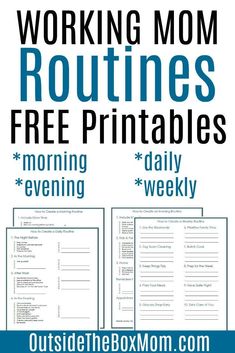 the printable worksheet for working mom routines free printables