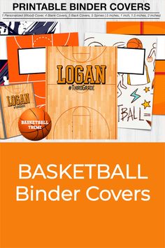 the basketball binder covers are orange and white