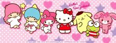 hello kitty wallpaper with many cartoon characters