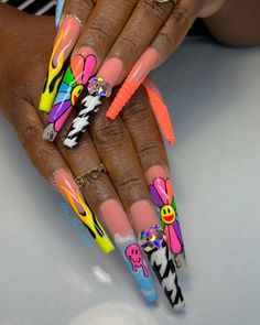 💅🏽💅🏾💅🏿 Groovy Acrylic Nails, Xxxl Nails, Long Acrylic Nail, Nails Long Acrylic, Wow Nails, Lace Nails