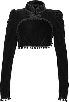 Gothic Crop Tops, Victorian Coat, Black Velvet Shorts, Steampunk Jacket, Crop Top Jacket, Black Shrug, Alt Clothes, Vintage Corset, Velvet Shorts