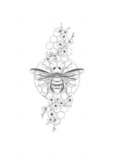 I will create tattoo design with mandala, flowers or custom Bee Mandala Tattoo, Mandala Spine Tattoo, Bee Sleeve Tattoo, Tattoo Wreath, Bee And Flower Tattoo, Create Tattoo, Queen Bee Tattoo, Bee Tattoos, Rooster Tattoo