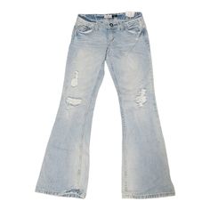 Elevate Your Wardrobe With These Stylish Aeropostale Hailey Skinny Flare Distressed Blue Jeans. These Jeans Are Perfect For Any Casual Occasion, And The Distressed Detailing Adds A Touch Of Edgy Style. The 100% Cotton Material Ensures Comfort And Durability, While The Low Rise And Flared Leg Create A Flattering Silhouette. The Jeans Are Designed For Women, Come In A Size 5/6, And Feature A Light Fabric Wash. The Brand Name Aeropostale Is Prominently Displayed, Making It A Must-Have For Any Fan O Aeropostale Jeans, Edgy Style, The Low, Edgy Fashion, Aeropostale, Flare Jeans, Light Fabric, Cotton Material, Low Rise