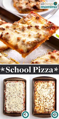 School Pizza collage image. School Pizza Sticks Recipe, Lunchroom Pizza Recipe, Pizza Sauce Dinner Ideas, School Lunch Party Ideas, The School Pizza Recipe, Cafeteria School Food, School Taco Pizza, Easy At Home Pizza, Milk Street Pizza Dough