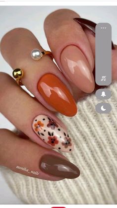 Unghie Sfumate, Cute Nails For Fall, Orange Nails, Nail Art Tutorial, Flower Nails