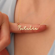 PERSONALIZED GOLD  NAME  NECKLACE WITH BIRTSTONE   Celebrate individuality and personal style with our exquisite Name Necklace with Birthstone. This custom piece is the perfect blend of elegance and personalization, making it an ideal gift for any occasion. Express your love and appreciation with our exquisite Name and Birth Stone Necklace. This personalized jewelry piece is not only a nameplate necklace but also features a dainty birthstone, making it a thoughtful gift for her. Whether it's for a young girl or a beloved daughter or wife, this personalized name necklace carries a heartfelt message. Show them you care with a custom name necklace that's as unique as they are. Features: Material: Crafted from high-quality [sterling silver/14k gold/rose gold], ensuring durability and a timeles Customized Gold Necklace For Birthday, Customized Gold Necklace For Birthday Gift, Gold Dainty Birthstone Name Necklace, Dainty Gold Birthstone Name Necklace, Gold Nameplate Charm Necklace With Birthstone, Gold Charm Necklace With Name For Birthday Gift, Personalized Gold Charm Necklace For Birthday Gift, Customized Gold Minimalist Necklace, Customized Minimalist Gold Necklaces