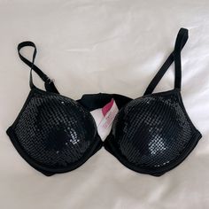 Pink By Victorias Secret Brand Ultimate Push-Up Bra - Size 34a This Bra Has Only Been Tried On But Never Worn Out. It Is In Perfect Condition. Gorgeous Black Bra With Shiny Black Detailing On The Cups. It’s The Ultimate Push-Up Style. Smoke Free Home Black Underwire Bra For Party, Summer Push-up Bra For Night Out, Summer Night Out Push-up Bra, Summer Party Push-up Bra, Stretch Underwire Bra For Party, Black Party Bra With Padded Cups, Black Padded Party Bra, Seamless Fitted Bra For Party, Black Stretch Bra For Party