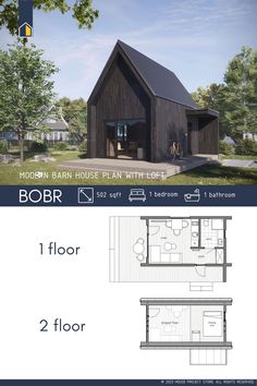 the floor plan for this modern cabin house