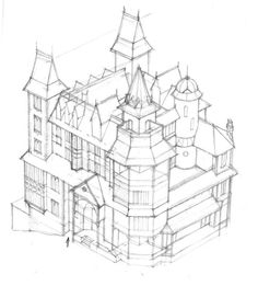 an architectural drawing of a castle