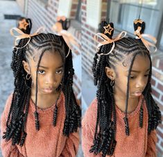 Boho Fulani braids for kids Back To School Braided Hairstyles, School Braided Hairstyles, Playful Hairstyles, Braids Lemonade, Braidstyles Hairstyles, Braided Hairstyles For School