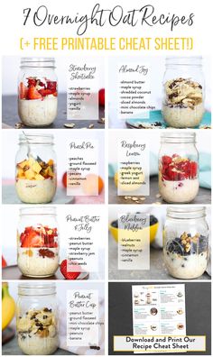 an image of overnight oatmeal recipe in a mason jar with instructions to make it