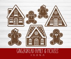 gingerbread family and houses svg cut files for cricut, silhouette, etc