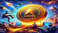 the logo for avacon is surrounded by people working on computers and playing video games