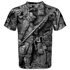 Aztec Clothing, Ancient Aztecs, Aztec Art, Aztec Fashion, Mesh T Shirt, Aztec Designs, Tee Shirt Homme, Mens Graphic Tee, Fashion Wear