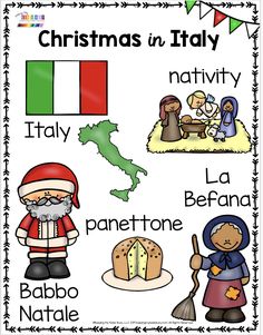 christmas in italy with pictures and words to describe the country's food, drink and culture