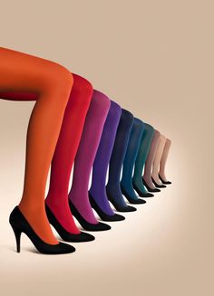 Falke tights are my all-time faves! Last forever, and the merino on the outside, cotton on the inside ones are so comfy-cozy! Funky Tights, Colored Tights Outfit, Cheap Stuff, Colored Tights, Silk Stockings, Living Magazine