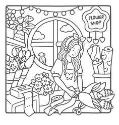 Cozy Girl Coloring Page, Cozy Girl Coloring Book Pages, Girl Moments Coloring Pages, Vivi Tinta Coloring Book, Cute And Cozy Coloring Pages, Cute Coloring Pages Christmas, Cozy Eras Coloring Book