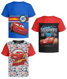 PRICES MAY VARY. Show Off With 'A Little Sizzle': Your little ones will look as stylish as Lightning McQueen himself, thanks to the vibrant, colorful prints on these officially licensed Walt Disney Cars’ T-Shirts - they'll be “Floating like a Cadillac” and “Stinging like a Beamer” in no time Unique Designs Keep Them In The Racing Spirit: Each Cars T-Shirt 3-Pack comes with three colorful designs inspired by Lightning McQueen’s journey from Radiator Springs to the Stanley Cup, so your kid will al Tow Mater, Kids Feelings, Lightning Mcqueen, Toddler Birthday, Disney Cars, Kids Shows, Red And Grey, Watch Design, Toddler Outfits