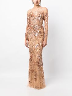 Zuhair Murad sequin-embellished Maxi Gown Dress - Farfetch Zuhair Murad Ready To Wear, Elie Saab Ready To Wear, Zuhair Murad Bridal, Elie Saab Fall, Maxi Gown, Embellished Gown, Wedding Guest Looks, Maxi Gown Dress, Versace Outfit