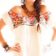 Beautiful Mexican Blouse Embroidered Colorful Handmade Unique Birds Hand Embroidery Red Lace Crochet Neckline Off Shoulder Hippie Bohemian Style Ooak Designs. Cream Available And Colorful Pajaritos Embroidery Handmade Mexico Aida Coronado Bohemian Resham Embroidery Top For Festival, Bohemian Resham Embroidered Top For Festival, Bohemian Embroidered Top With Floral Design For Festive Occasions, Bohemian Floral Embroidered Top For Festive Occasions, Bohemian Embroidered Top For Festive Occasion, Festive Geometric Embroidered Dress, Summer Festive Embroidered Dress With Embroidered Border, Spring Festive Embroidered Top With Embroidered Border, Spring Festive Embroidered Top With Border