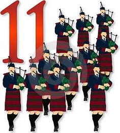 a group of men in kilts with the number 11