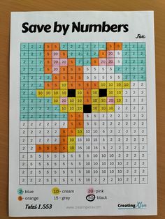 a poster with numbers on it that says save by numbers, which is the same color as