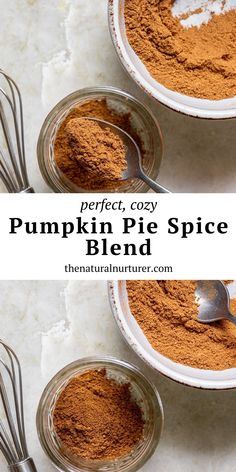 two bowls filled with pumpkin pie spice blend