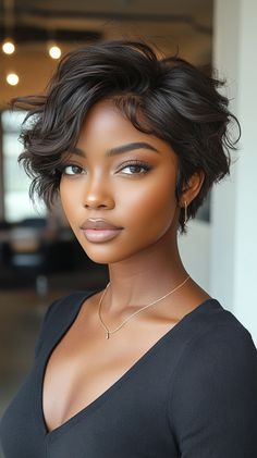 💁 Enhance with Short Haircuts For Black Women Short Bob Black Women Natural, Short Hair For Square Face Shape, Head Shots, Short Hairstyle Women 2024, Short Relaxed Hairstyles, Short Hair Black, Short Hair Updo, Short Sassy Hair