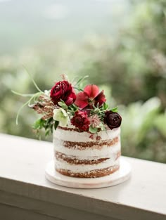 there is a cake with flowers on it