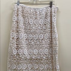 Solitaire Crocheted White L Skirt. New With Tags. Zips On The Side. 22 Inches Long. Waist Measures 16 Inches. Lined. T103 White Skirt, White Crochet, On The Side, White Skirts, Womens Skirt, Color White, Skirt, Tags, Crochet