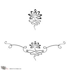 two black and white designs with swirls on the bottom, one has a flower