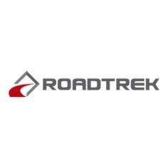 the roadtrek logo is shown in grey and red, with an arrow pointing to it