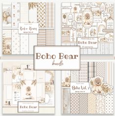 the boho bear bundle includes gold and white patterns