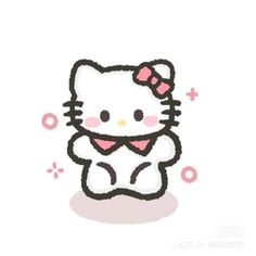 an image of a hello kitty with pink bows on her head and chest sitting down