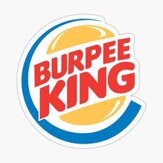 the burger king logo is shown in red, yellow and blue