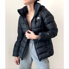 Women Down Jacket In Black Hooded Excellent Condition No Flaws Looks Brand New Lightly Use One Season 550 Zip Up Front 2 Zip Up Pockets High Neck 550 Fill Down Insulation Size S Length 25.5 Bust Pit To Pit 18” Across Ready To Ship Same Day Add To Bundle For Free Shipping Puffer Jacket The North Face Puffer Jacket With Padded Collar, The North Face Long Sleeve Winter Puffer Jacket, The North Face Long Sleeve Puffer Jacket For Winter, Hooded The North Face Puffer Jacket For Fall, The North Face Puffer Jacket For Cold Fall Weather, The North Face Winter Outerwear With Detachable Hood, Casual The North Face Puffer Jacket For Fall, Fitted Outerwear By The North Face, The North Face Hooded Winter Outerwear