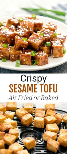 crispy sesame tofu is an air fried or baked meal