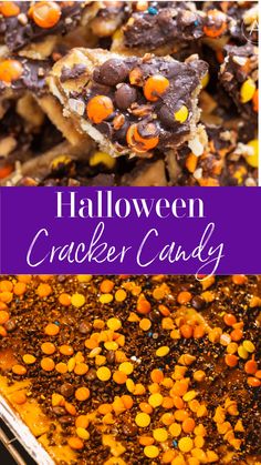 halloween cracker candy recipe with text overlay