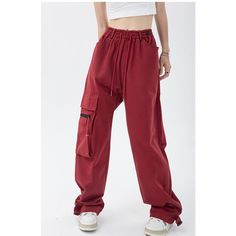 Tavimart Red Overalls Pants Women's Fashion Trousers Hip Hop Drawstring High Waist Wide Leg Baggy Casual Cargo Straight Pants Streetwear Trendy Baggy Red Bottoms, Red Baggy Casual Sweatpants, Casual Red Wide Leg Sweatpants, Red Drawstring Pants For Streetwear, Red Baggy Cotton Sweatpants, Baggy Red Cotton Sweatpants, Red Wide Leg Sweatpants For Streetwear, Red Wide Leg Cotton Sweatpants, Red Full-length Casual Bottoms