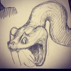 a drawing of an animal with its mouth open