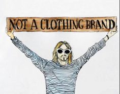 a drawing of a man holding a sign that says not a clothing brand