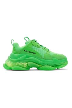 Green Triple S Sneakers by Balenciaga on Sale Green Lace-up Platform Sneakers For Spring, Spring Green Lace-up Platform Sneakers, Trendy Green Sneakers With Rubber Sole, Trendy Green Low-top Sneakers, Green Lace-up Synthetic Platform Sneakers, Green Low-top Platform Sneakers With Laces, Green Low-top Platform Sneakers With Rubber Sole, Green Platform Sneakers With Branded Insole, Trendy Green Low-top Custom Sneakers