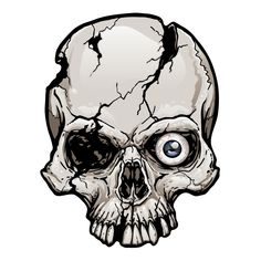 a drawing of a skull with an eyeball in it